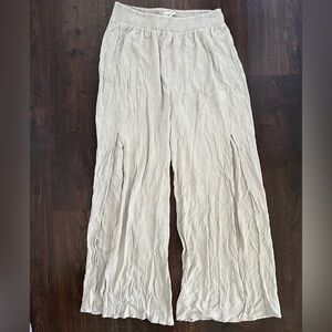 Light Olive Green Cream Wide-Leg flowy Pants